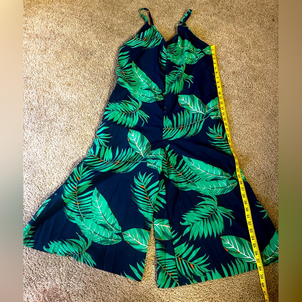 Jumpsuit/bathing suit cover up. green and navy blue